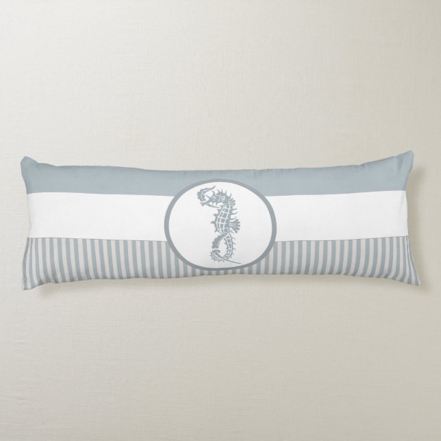 Cojín Blue Seahorse Blue Classic Nautical Elegant (Reverso)