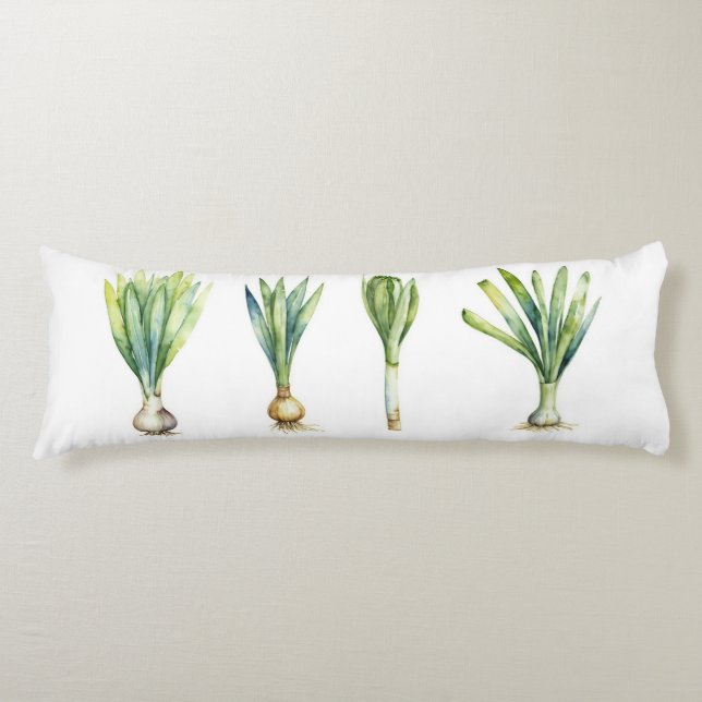 Cojín Body Pillow with Spring Onion Illustration (Anverso)