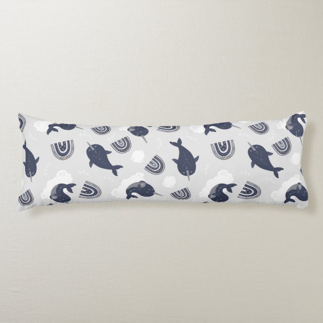 Cojín Boho Acuático Narwhals Under the Sea Boys Room (Anverso)