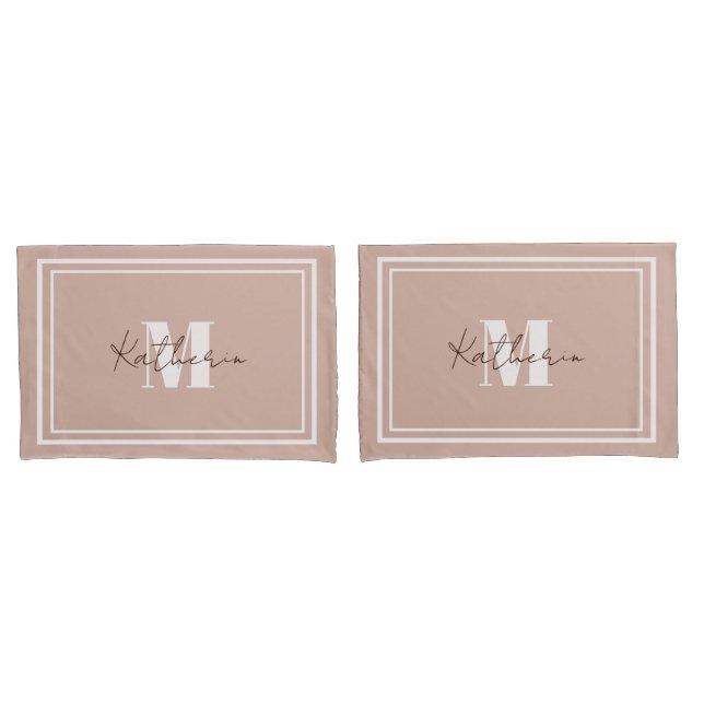 Cojín Boho Rubor Beige Monograma Funda de almohada D2AFA (Anverso - Set)