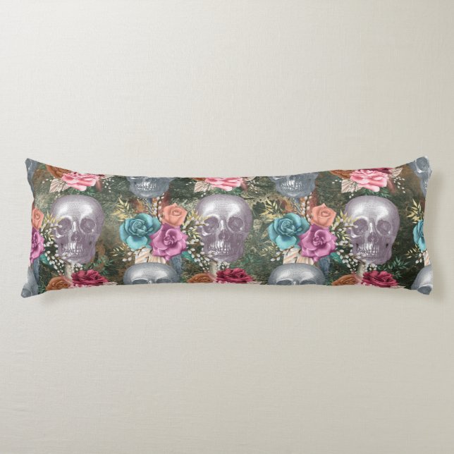 Cojín Boho Skull con flores (Anverso)