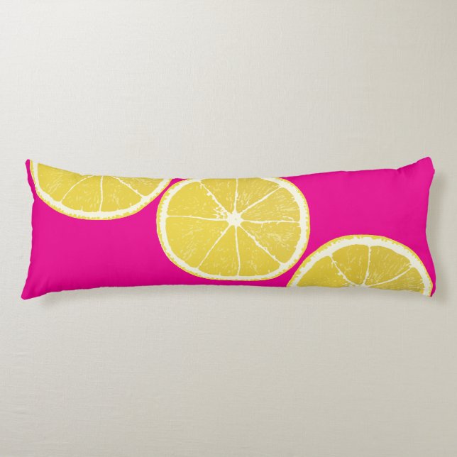 Cojín Bold Lemon Slice on Pink Body Pillow (Anverso)