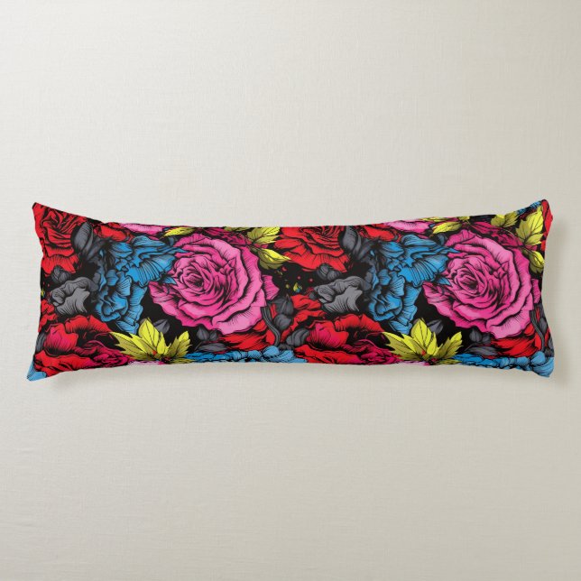 Cojín Bold Punk Blooms Floral Body Pillow (Anverso)