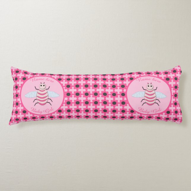 Cojín Bonito Bebé Rosa Bee Personalizado (Anverso)