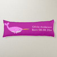 Bonito Niña Rosa Narwhal Personalizado Nacimiento