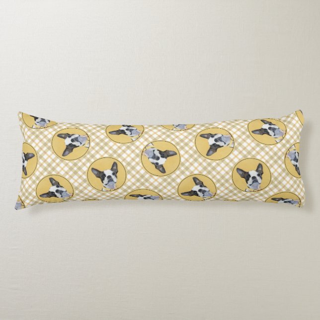 Cojín Boston Terrier Black and White Painting Dog Art (Anverso)