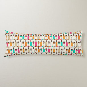 Cojín Botellas y vidrios retros de vino