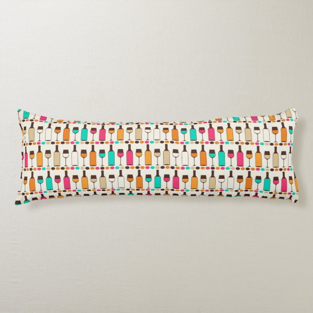 Cojín Botellas y vidrios retros de vino (Anverso)