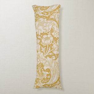Cojín Botón de soltero floral de oro de William Morris