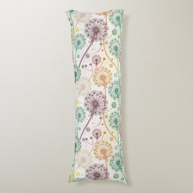 Cojín Brisa de Dandelion con arco iris - Floral capricho (Frente vertical)