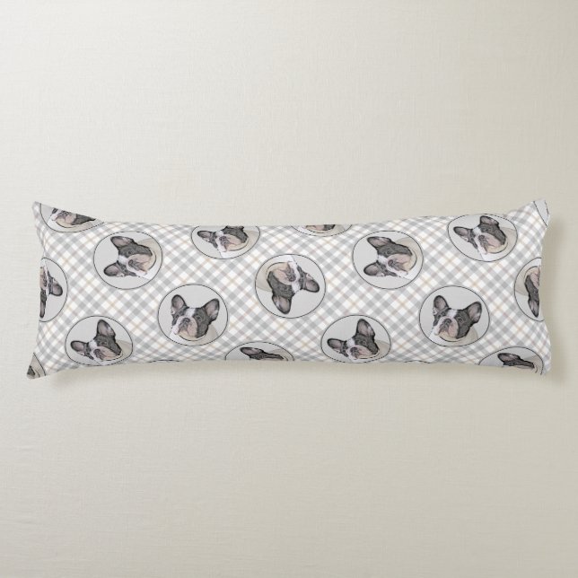 Cojín Bulldog francés pinta pintura de perro negro blanc (Anverso)