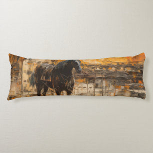 Cojín Caballo majestuoso al atardecer abstracto