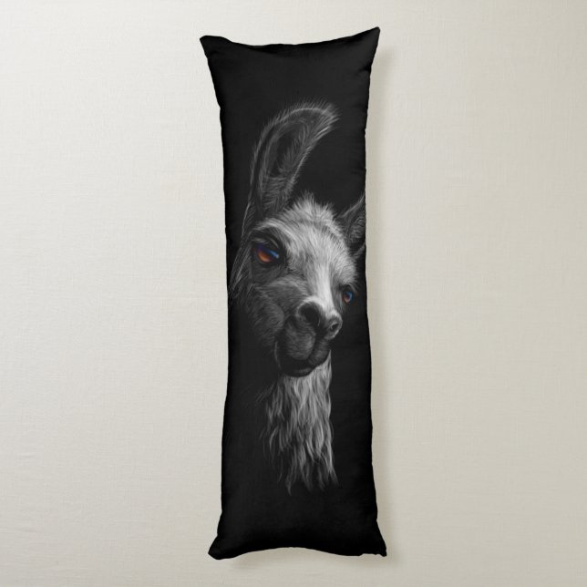 Cojín Cabeza retratada llama con fondo negro (Atrás (Vertical))