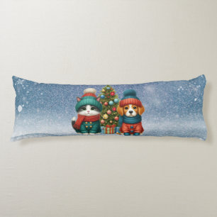 Cojín Cachorro y gatito lindos de Navidad