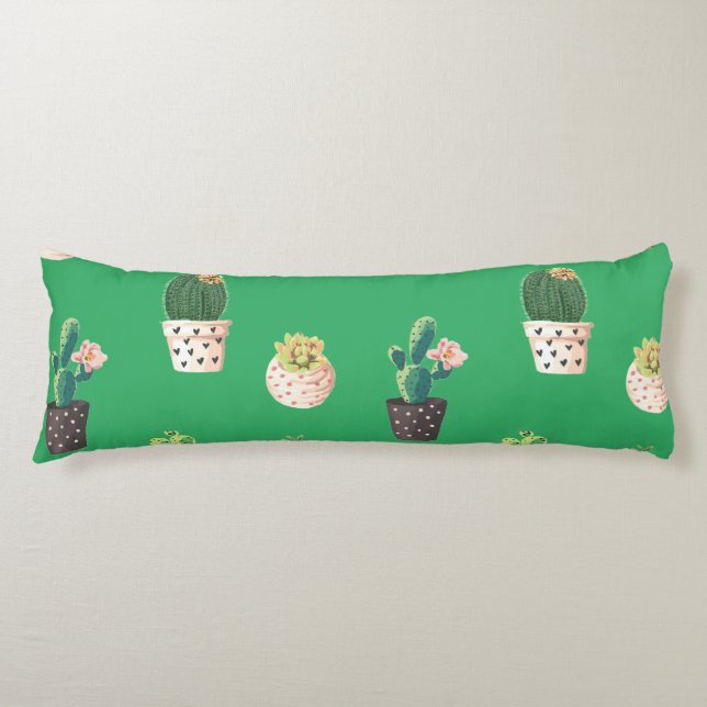 Cojín Cactus exitosos de danza verde en ollas (Anverso)