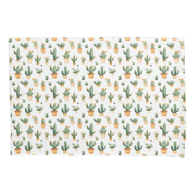 Cojín Cactus posteado sobre Funda de almohada blanca (Anverso)