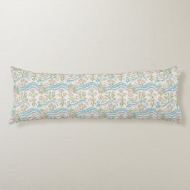 Cojín Caléndula preppy grandmillennial floral onda raya