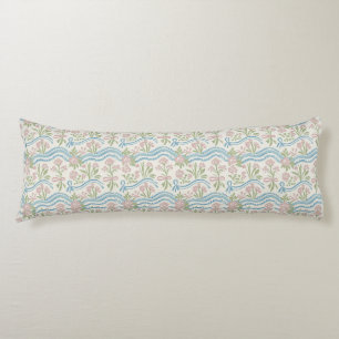 Cojín Caléndula preppy grandmillennial floral onda raya