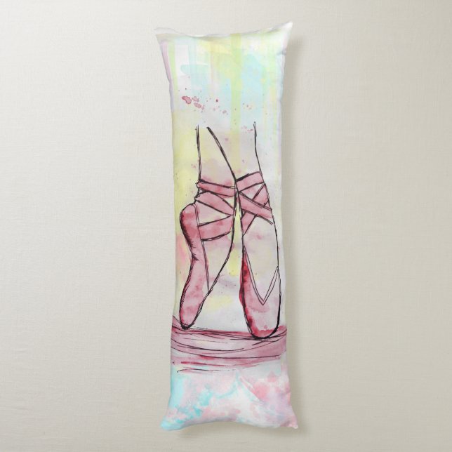 Cojín Calzado de ballet lindo sketch Watercolor mano dib (Atrás (Vertical))