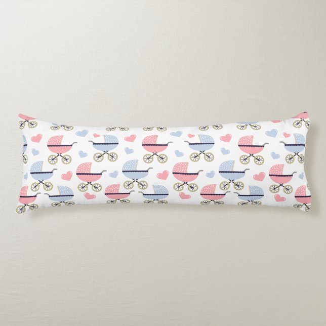 Cojín Cama de bebé de bebé azul rosado (Anverso)