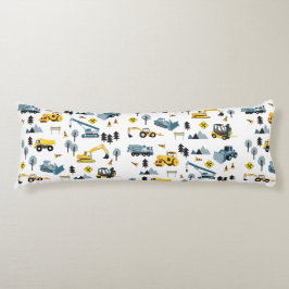 Cojín Camiones de construcción azules y patrón de tema d