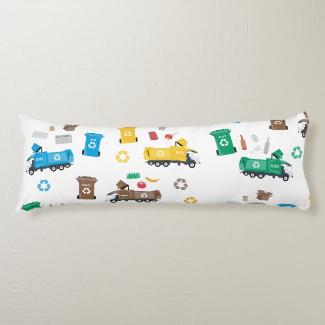 Cojín Camiones y papeleras de basura para reciclaje colo (Anverso)