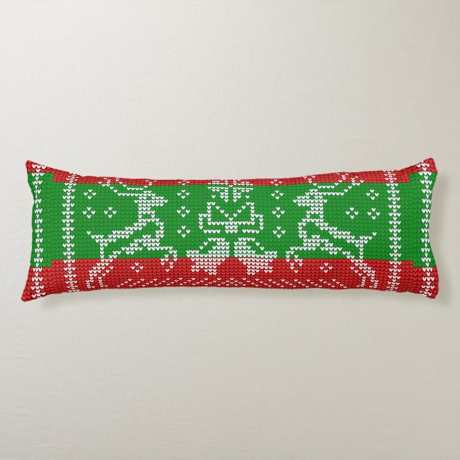 Cojín Campanas de jingle de suéter feo Navidad renos cro (Anverso)