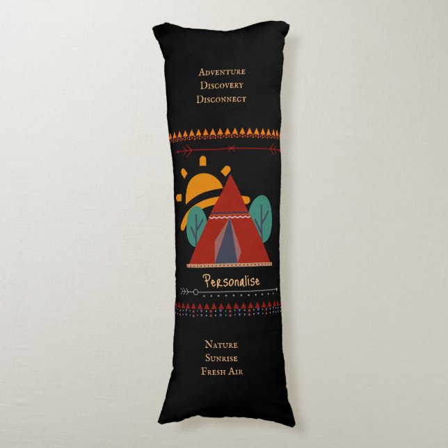 Cojín Camping Adventure Tribal Tent Black (Frente vertical)