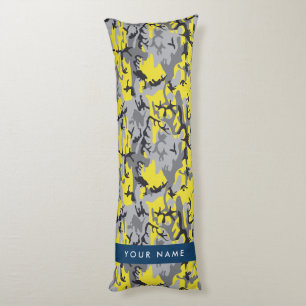 Cojín Camuflaje amarillo y gris Tu nombre personaliza