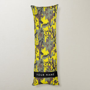 Cojín Camuflaje Amarillo y Marrón Personaliza tu nombre
