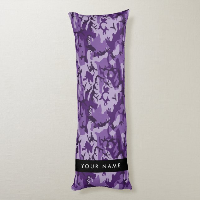 Cojín Camuflaje púrpura Tu nombre Personaliza (Atrás (Vertical))
