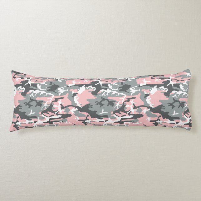 Cojín Camuflaje rosa y gris, militar, ejército (Anverso)