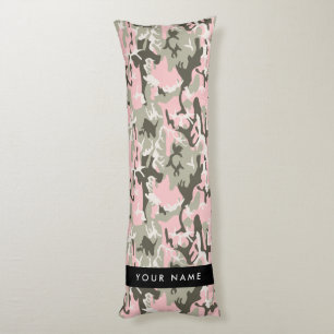 Cojín Camuflaje rosa y verde Personaliza tu nombre