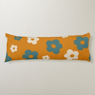 Cojín Caprichoso Floral Retro Marrón y Azul, Alegre