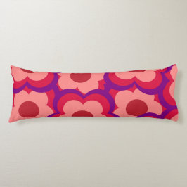 Cojín Caprichoso Floral Retro Rojo y Rosa, Preppy Audaz