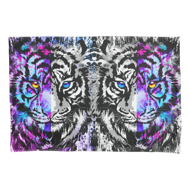 Cojín Cara del tigre gris de la funda del pilar del tigr (Anverso)