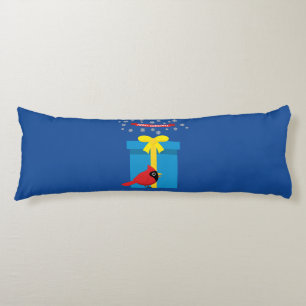 Cojín Cardenal rojo curado con regalo azul