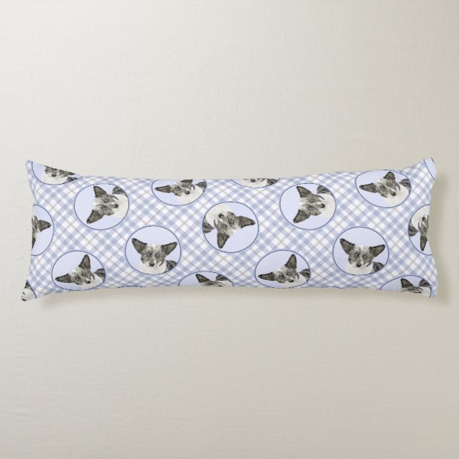 Cojín Cardigan Welsh Corgi Azul Merle Pintura de perro (Anverso)