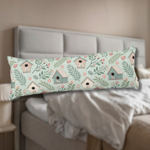 Cojín Casas de pájaros vintage pastel con flores en flor