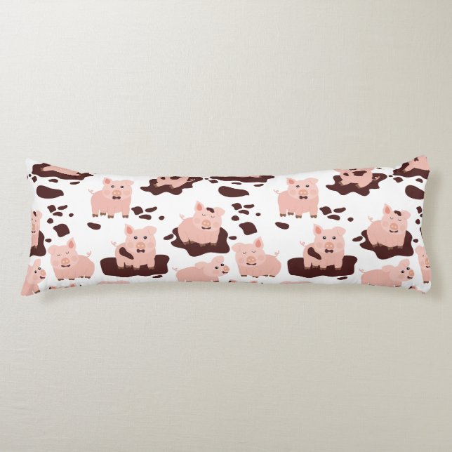 Cojín Cerdos Lindos Jugando en Animales de Granja de Bar (Anverso)