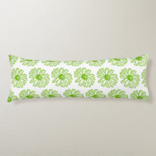 Cojín Chartreuse Green Daisy Print, Hippie Flower Print