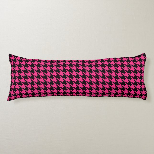 Cojín Cheque de Houndstap negro rosa (Anverso)
