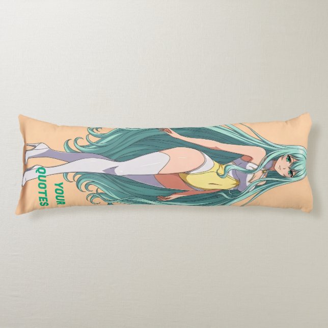 Cojín Chica Anime de Cabello Turquesa (Anverso)