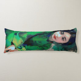 Cojín Chica con vestido verde