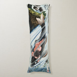 Cojín Chinoiserie Carpa Koi Cascada Arte Japonés