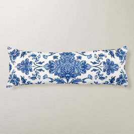 Cojín Chinoiserie Floral Azul Acuarela Blanca