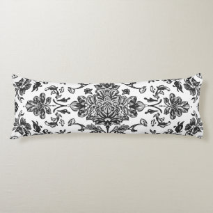 Cojín Chinoiserie Floral Negro y Blanco Acuarela
