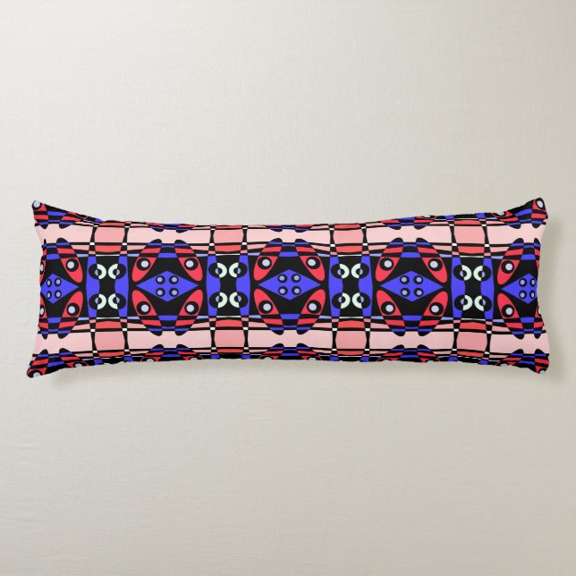 Cojín Chintz bohemio 90 Rojo Azul Negro (Anverso)