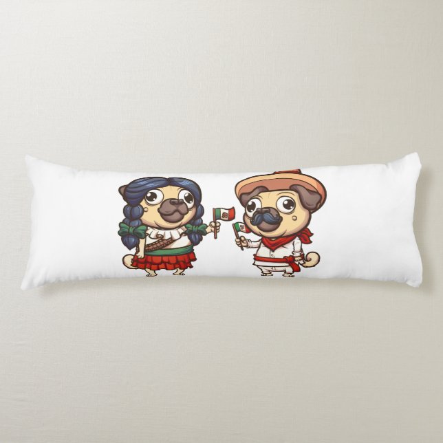 Cojín Cinco De Mayo Pugs Cuerpo Pillow (Anverso)