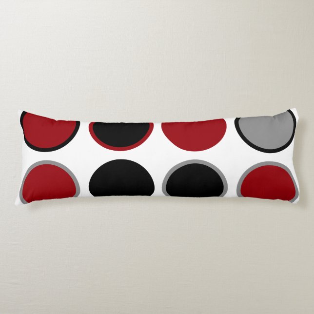 Cojín Círculos rojos, negros y grises (Anverso)